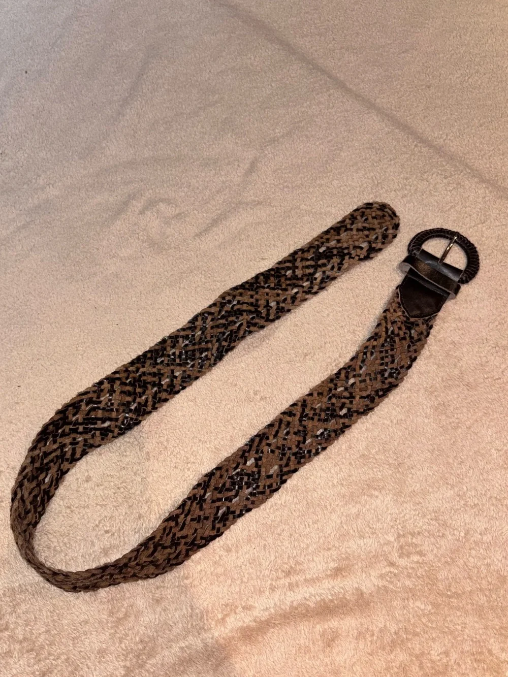 J. Jill Brown Woven Genuine Leather Belt Boho Braided Size S